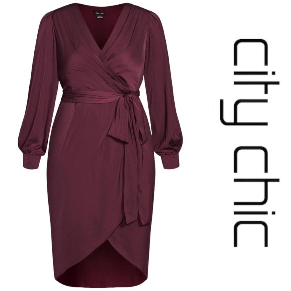 NWT City Chic Opulent Midi Dress in Spiced Plum sz 14